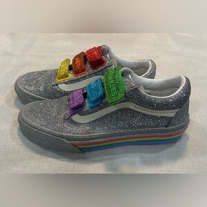 VANS Old Skool V Flour Shop Silver Glitter Sneakers - Size Women 6.5 Men 5